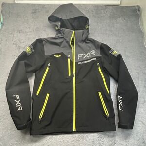 FXR Tech Gear Ride Co Mens Hooded Shell Jacket Black Neon Yellow Size Medium